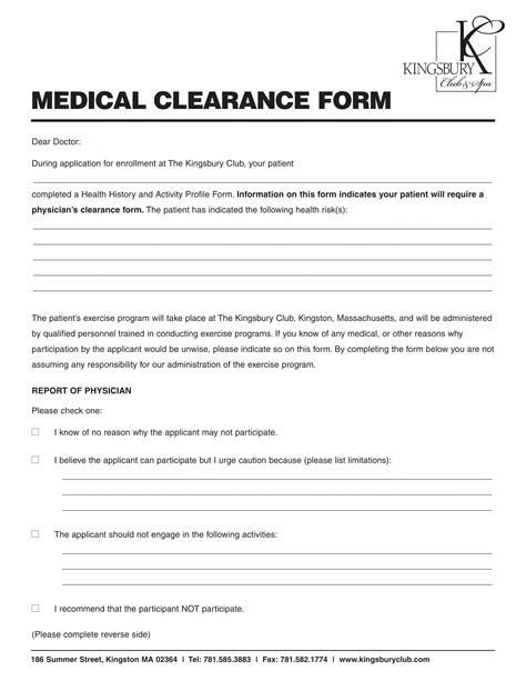 Medical Clearance Letter Template