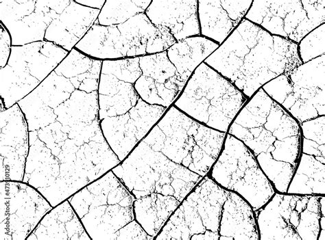 The Texture Of Dry Cracked Earth Dried Soil Black And White Vector