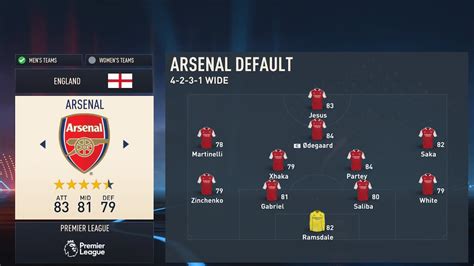 Arsenal Team Ratings In Fifa 23 Pro Game Guides