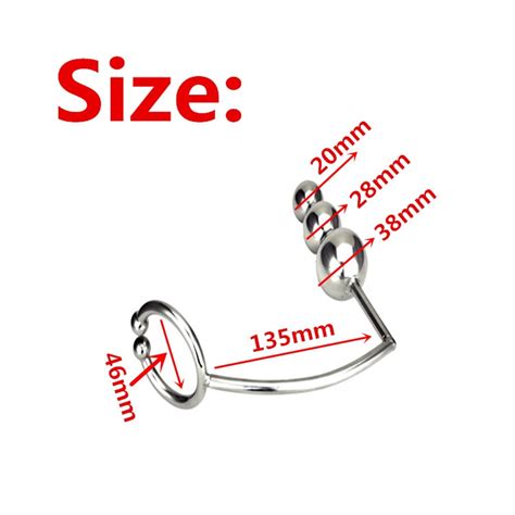 Stainless Steel Anal Cock Ring With Size Anal Balls Hook Metal Anal
