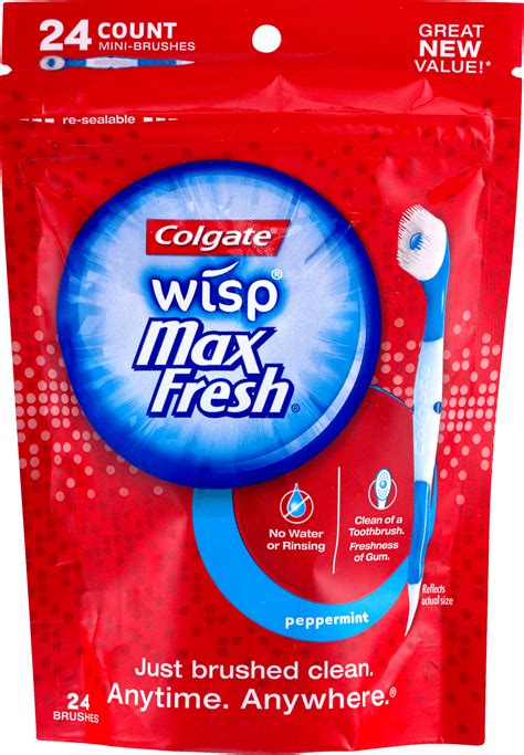 Colgate Max Fresh Wisp Disposable Mini Toothbrush, Peppermint - 24 ...