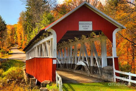Fall Foliage At The Barronvale Covered Bridge Photograph By Adam Jewell