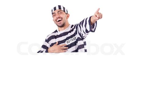 Convict Criminal In Striped Uniform Stock Image Colourbox