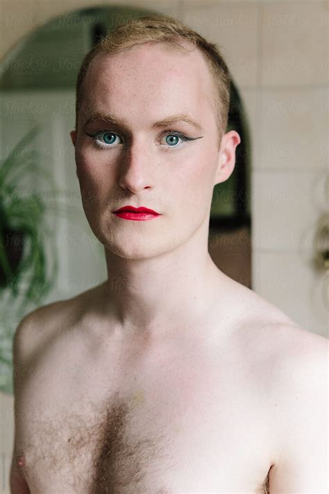 Non Binary Man With Makeup Finished By Stocksy Contributor Kkgas