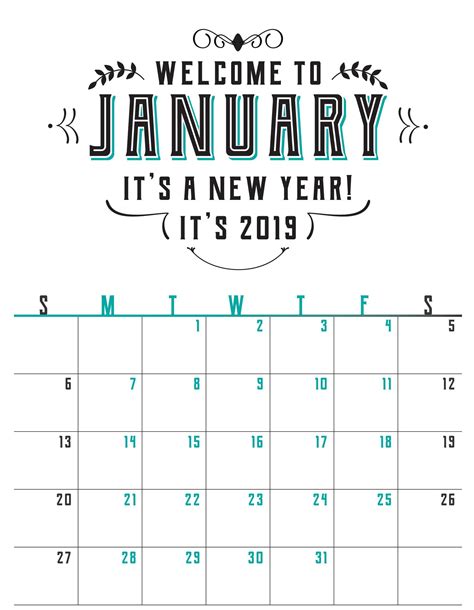 Collect Pretty Free Printable Calendars For January 2020 Calendar