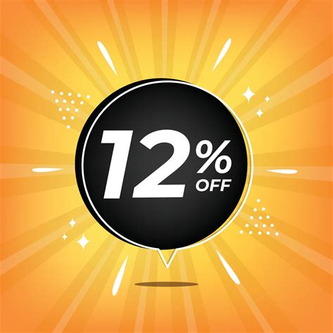 12 Percent Off Yellow Banner With Twelve Percent Discount On A Black