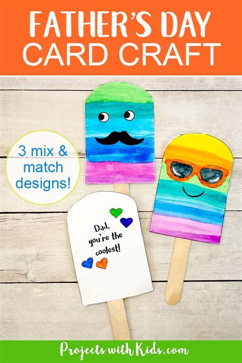 Easy Popsicle Fathers Day Card Craft With Printable Fathersday