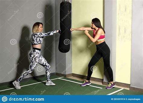 Two Women Boxing Training In The Gym Stock Photo Image Of Healthy