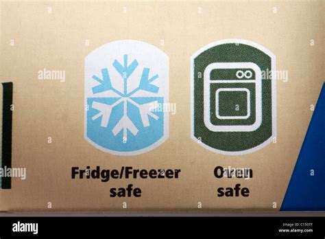 Symbols On Box Of Bacofoil Fridgefreezer Safe And Oven Safe Stock