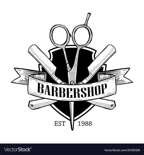 Barbershop Logo With Big Scissors Royalty Free Vector Image