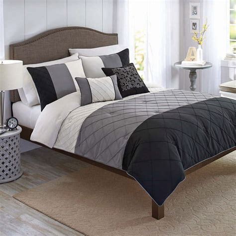 Better Homes And Gardens King Pintuck Banded Onyx Comforter Set 5 Piece