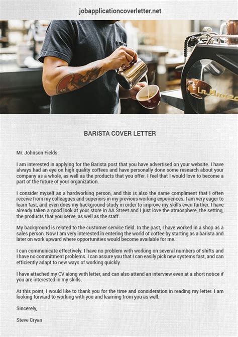 Baristas work in coffee shops and are primarily responsible for preparing drinks for patrons. barista-cover-letter.jpg (595×842) | Writing a cover ...