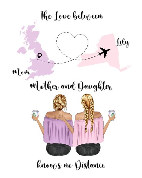 The Love Between Mother And Daughter Knows No Distance Long Etsy