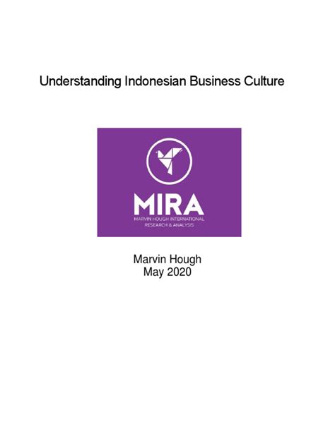Understanding Indonesian Business Culture Marvin Hough May 2020 Pdf