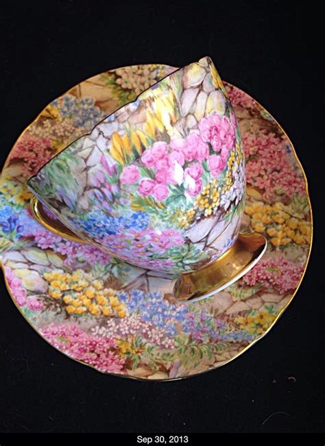 Elegant Shelley Gold Guilded Ripon Rock Garden Chintz Tea Cup And