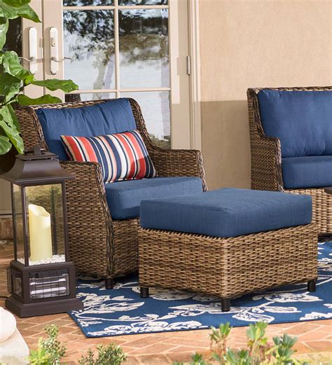 Here mixed with wicker storage ottomans, rural style with a number on the basis, and quilted. Highland Wicker Outdoor Deep Seating Chair With Ottoman ...