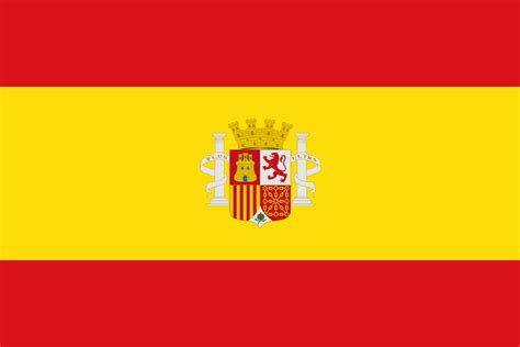 Spaniens flagga är gul och röd, de introducerades av den spanske kungen för att de på ett enkelt vis kunna skilja de spanska skeppen från exempelvis engelska och holländska fartyg. Vlag van Spanje - Wikiwand