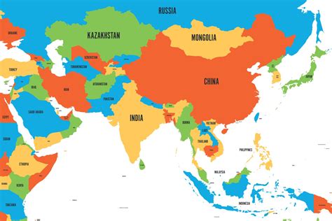 Map Of Asia Printable Large Attractive Hd Map Of Asia With Country Names Whatsanswer