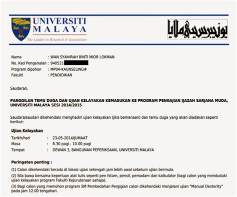 Seleksi beasiswa lpdp periode iii agustus 2015. Syira Lokman: Temuduga Ijazah Sarjana Muda Kaunseling di UM.