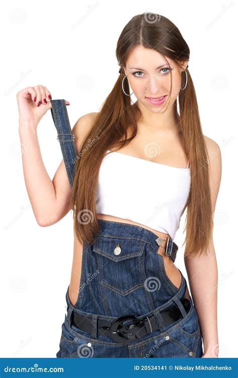 Woman In Denim Overalls Stock Image Image Of Adult Looking 20534141