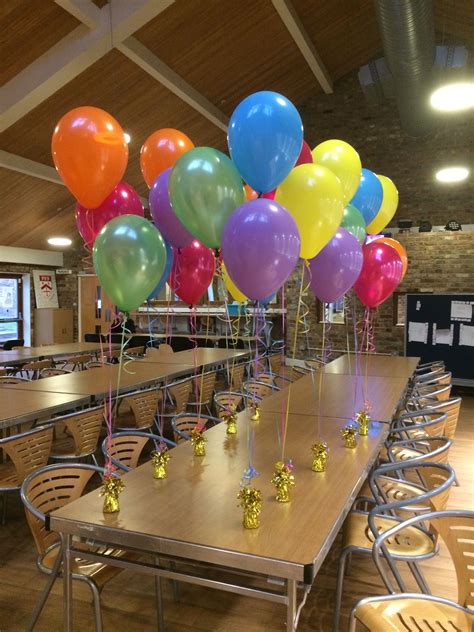 'Colourful' themed balloons lined up ready to decorate the restaurant