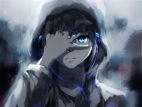 Download 2048x1536 Anime Boy Hoodie Blue Eyes