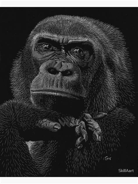 Thinking Gorilla Poster For Sale By Skillaart Redbubble