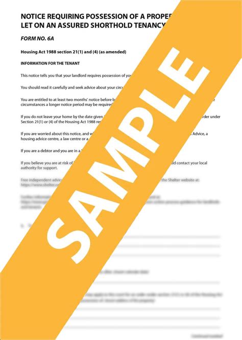 Section 21 Notice Form Template And Sample Uk