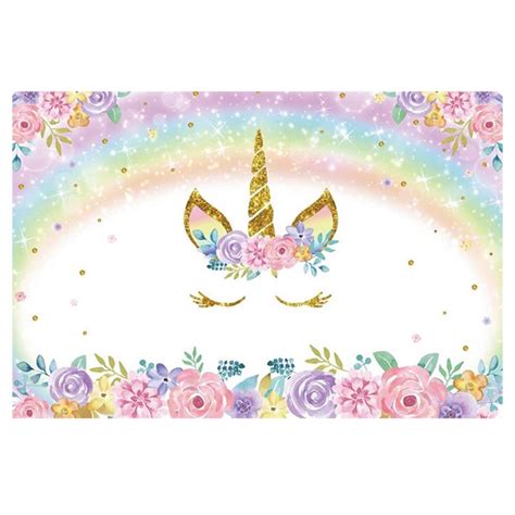 Rainbow Unicorn Birthday Backdrop Pink Floral Unicorn Shopee Philippines