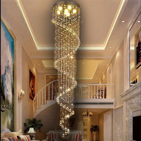 Modern Led Spiral K9 Crystal Chandelier Lighting For Living Room Foyer