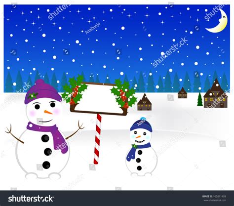 Winter Scene Snowman Stock Vector 105811403 Shutterstock