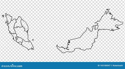 Malaysia Map High Detailed Map Vector In White Background