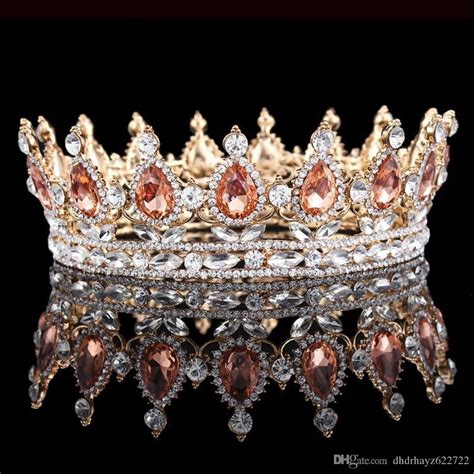2020 Bridal Champagne Pageant Crowns Elegant Western Crystals Shiny