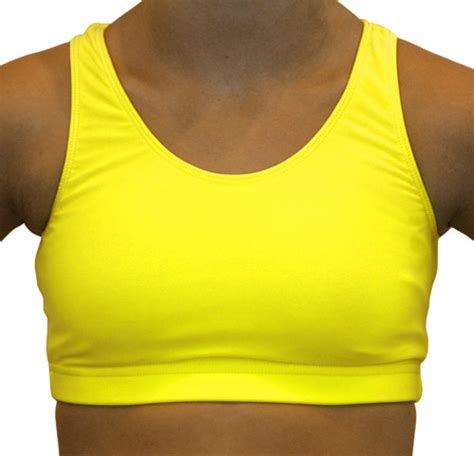 Bright Neon Yellow Spandex Athletic Sports Bra Tops Ladies Athletic
