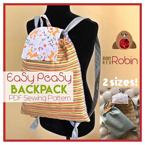 Easy Peasy Backpack Sewing Pattern In 2 Sizes Pdf Pattern Etsy