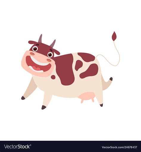 Cute Happy Smiling Cow Funny Farm Animal Cartoon Vector Image