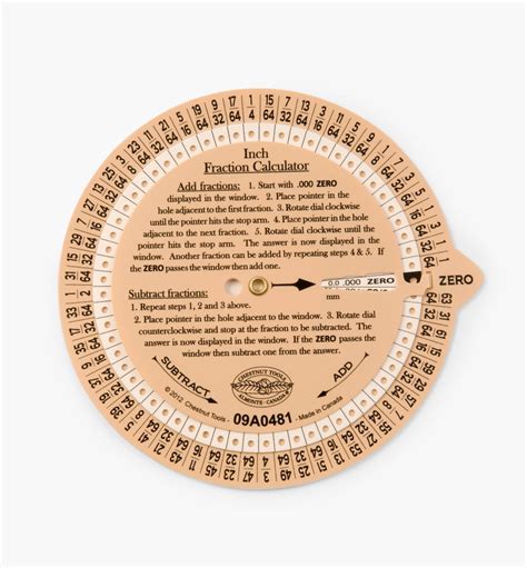 Addition, subtraction, multiplication, division and comparison of two fractions or mixed numbers. Fraction Calculator Wheel - Lee Valley Tools