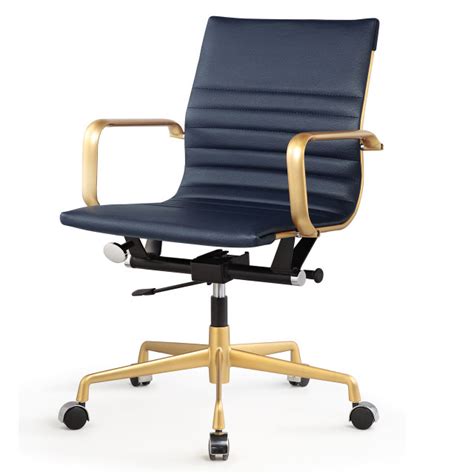 Gold And Navy Blue Vegan Leather M348 Modern Office Chairs Zin Home