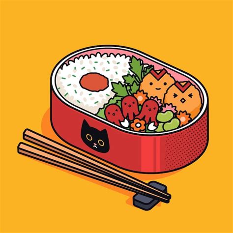 Free Vector Kawaii Bento Asian Japanese Lunchbox