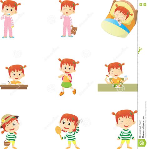 Daily Routines For Kids Cartoon Vector 80553399