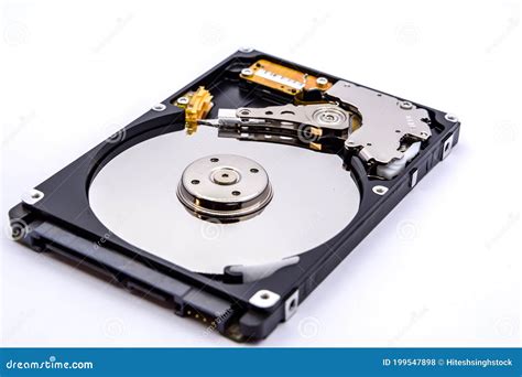 Internal Parts Of A Hard Disk Isolated On A White Background Close Up