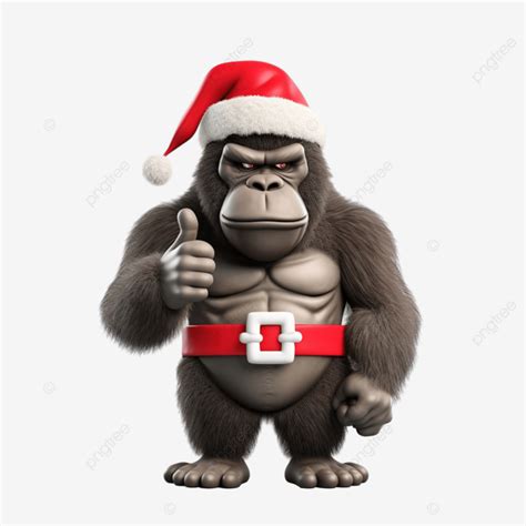 Funny 3d Gorilla With A Christmas Hat Showing Thumbs Down 3d Animal