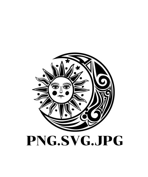 Celestial Sun And Moon Svg Cut File Png Includes Sun And Moon Etsy