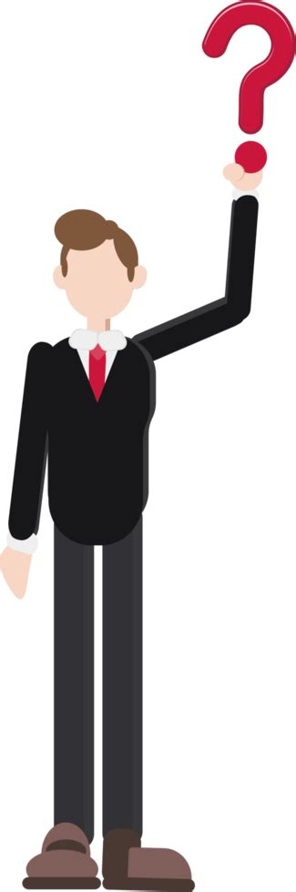 Character Of A Man Holding Up A Question Mark Symbol 16548591 Png
