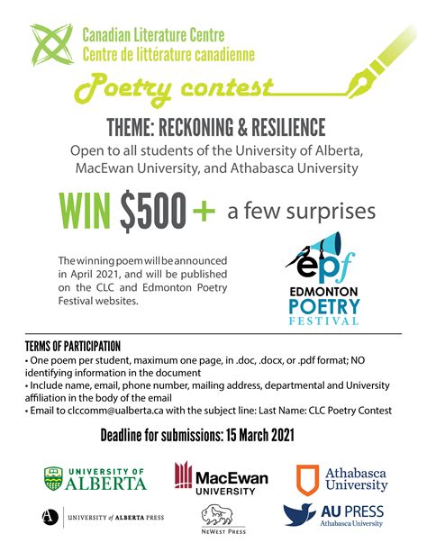 Poetry Contest Concours De Poésie Canadian Literature Centre