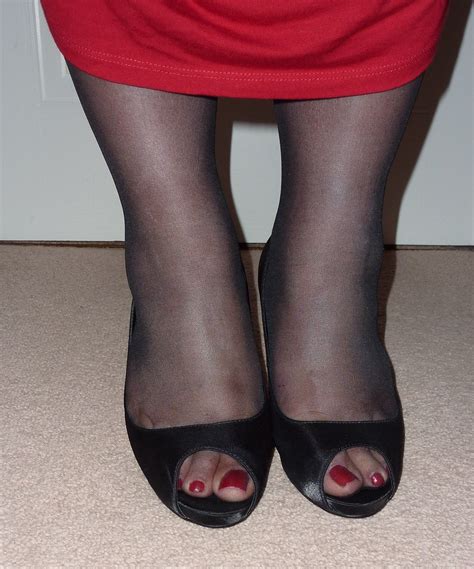 Black Stockings And Painted Toes In Peep Toe Heels 3 Flickr