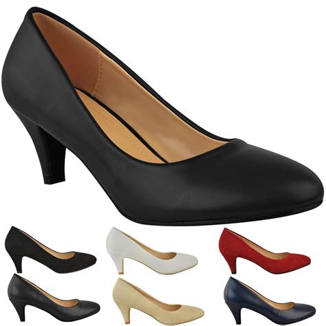 Details About Womens Ladies Low Heel Court Shoes Comfort Work Office