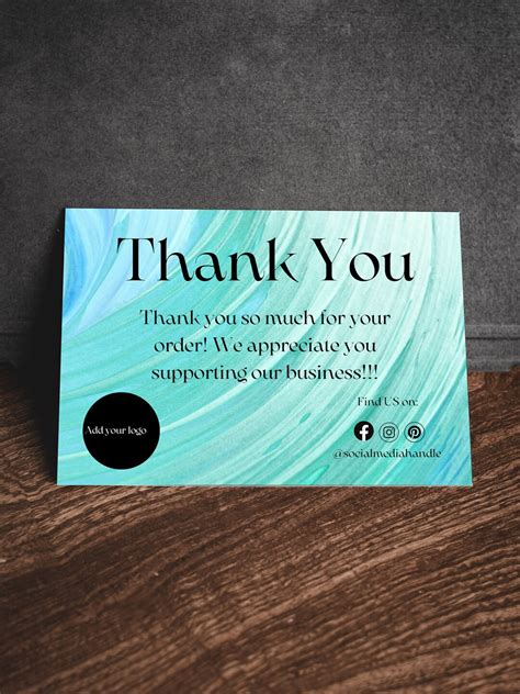Thank You Card For Business Thank You Card Insert Thank You Etsy