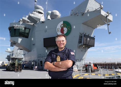 Commodore Steve Moorhouse Commanding Officer And Captain Of Hms Queen Elizabeth Poses For A