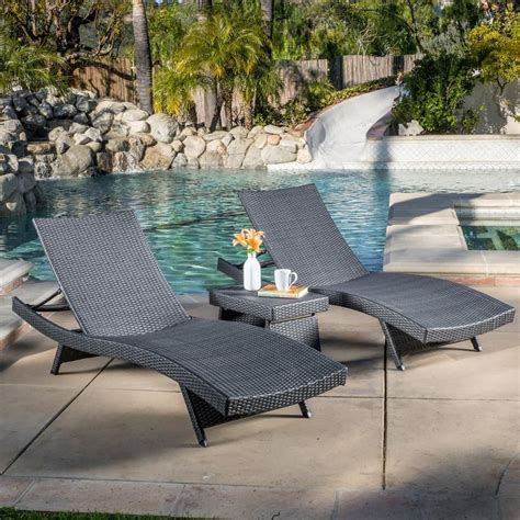 Home depot outdoor wicker lounge chairs. Noble House Salem Grey 3-Piece Wicker Outdoor Chaise ...